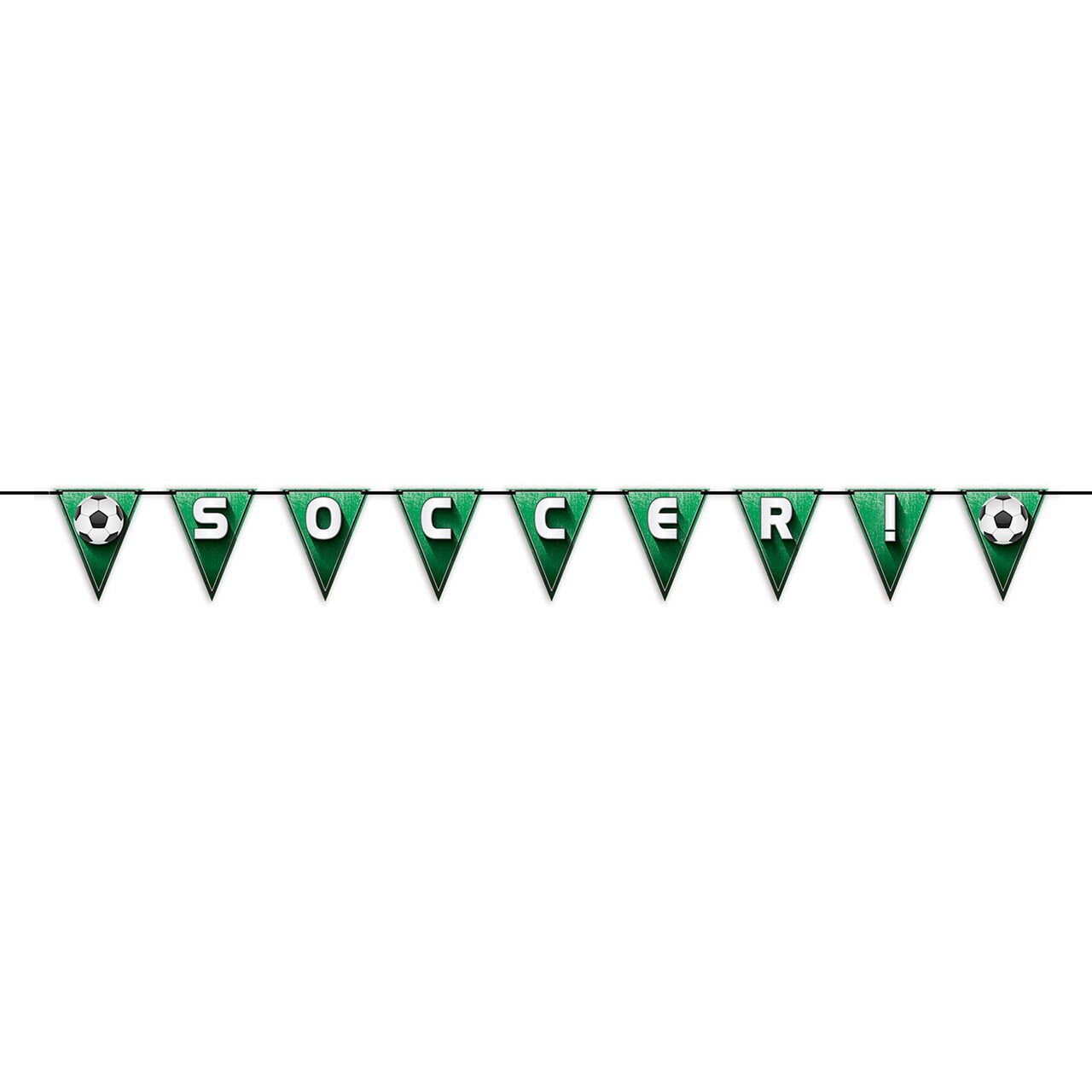 Beistle 7½in. x 8Feet Standard Soccer!/Football Pennant Streamer - 12 Pack